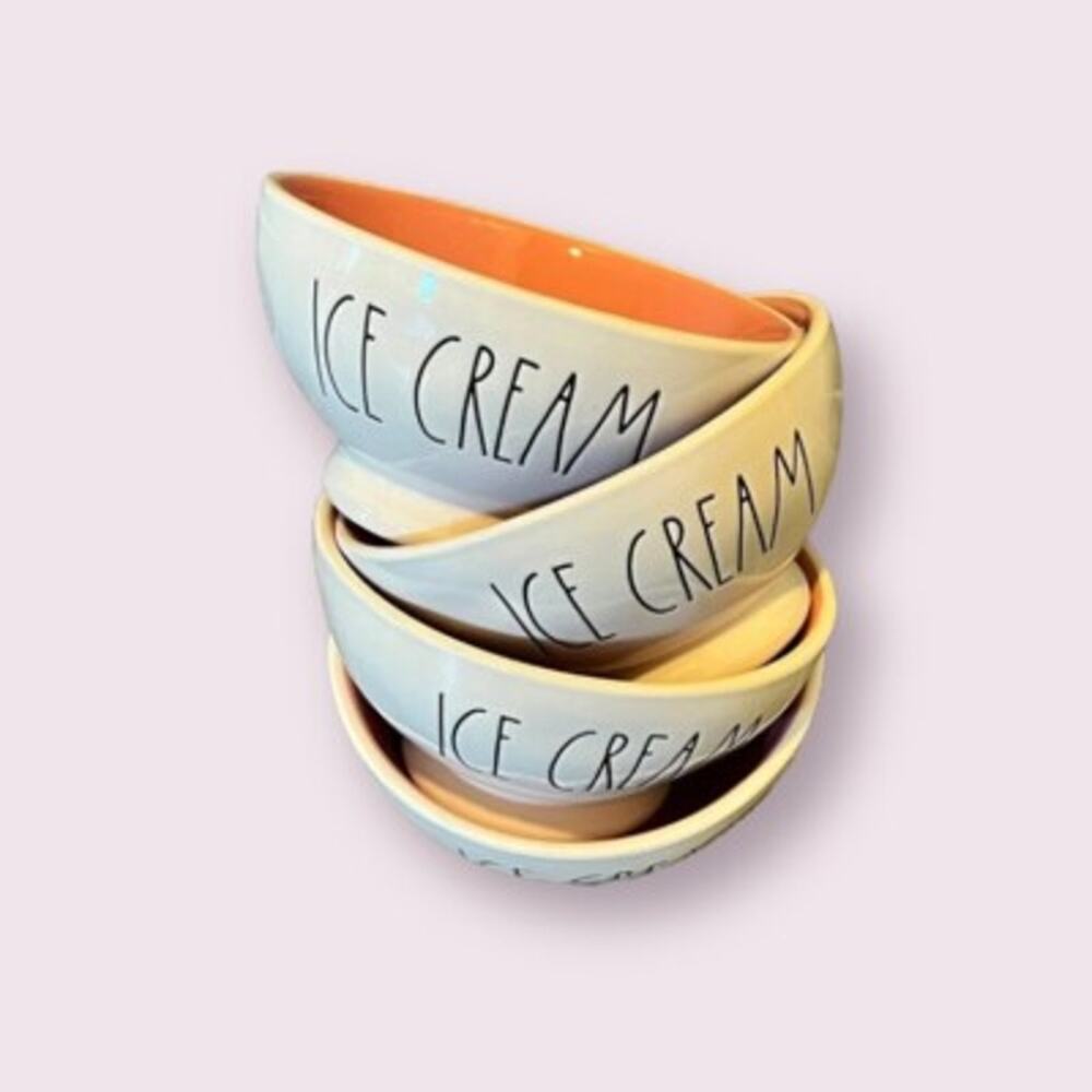Rae Dunn Artisan Collection Ice Cream Bowls/Orange-Set of 4